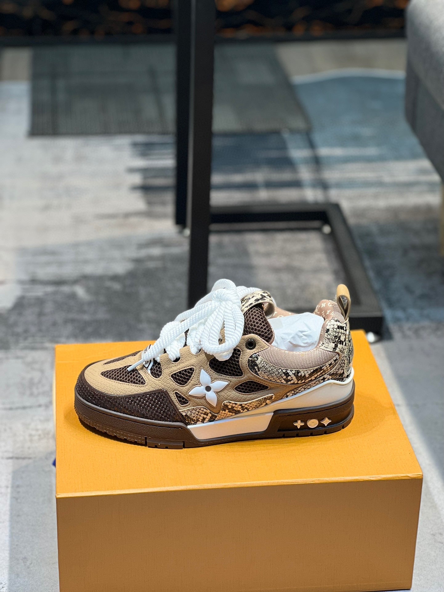 Louis Vuitton Skate Sneaker Brown Snakeskin