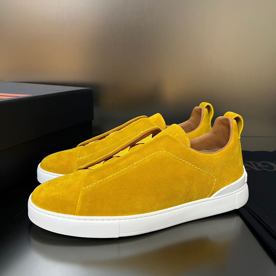 ZEGNA Suede Triple Stitch Sneakers