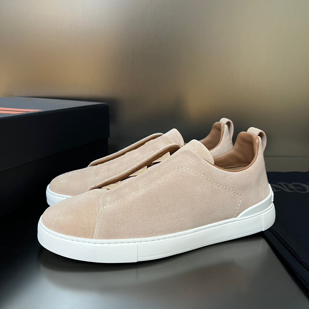 ZEGNA Suede Triple Stitch Sneakers