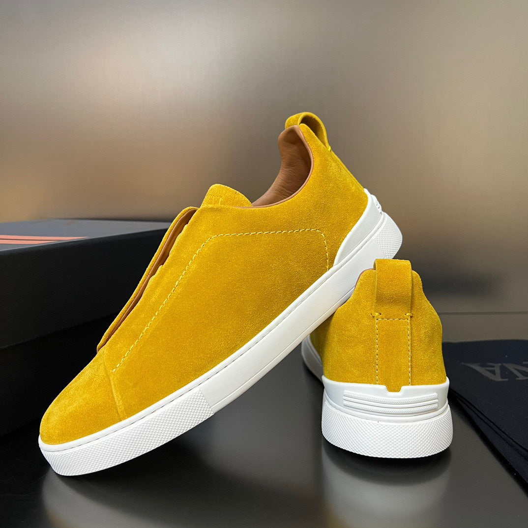 ZEGNA Suede Triple Stitch Sneakers
