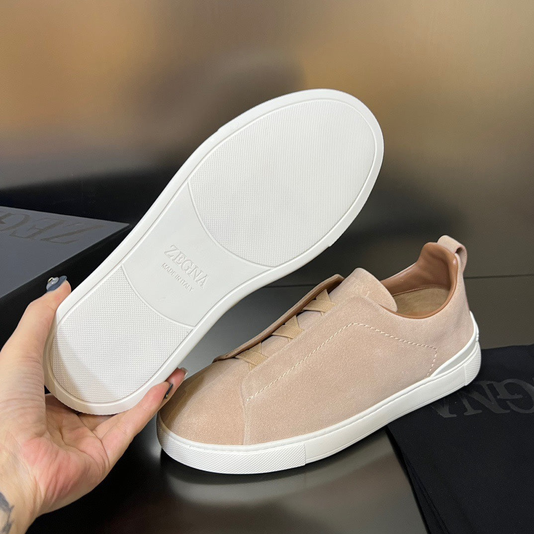ZEGNA Suede Triple Stitch Sneakers