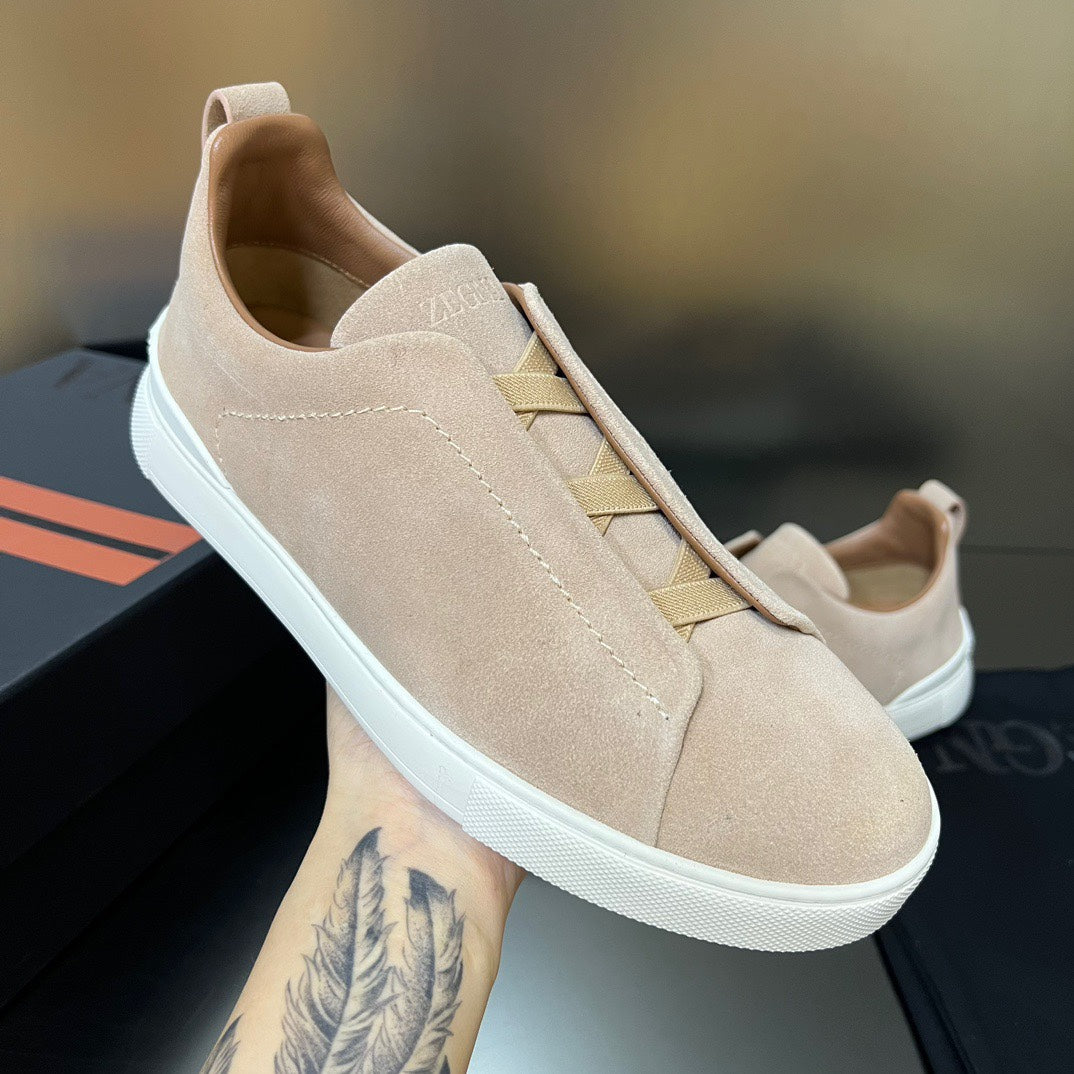 ZEGNA Suede Triple Stitch Sneakers