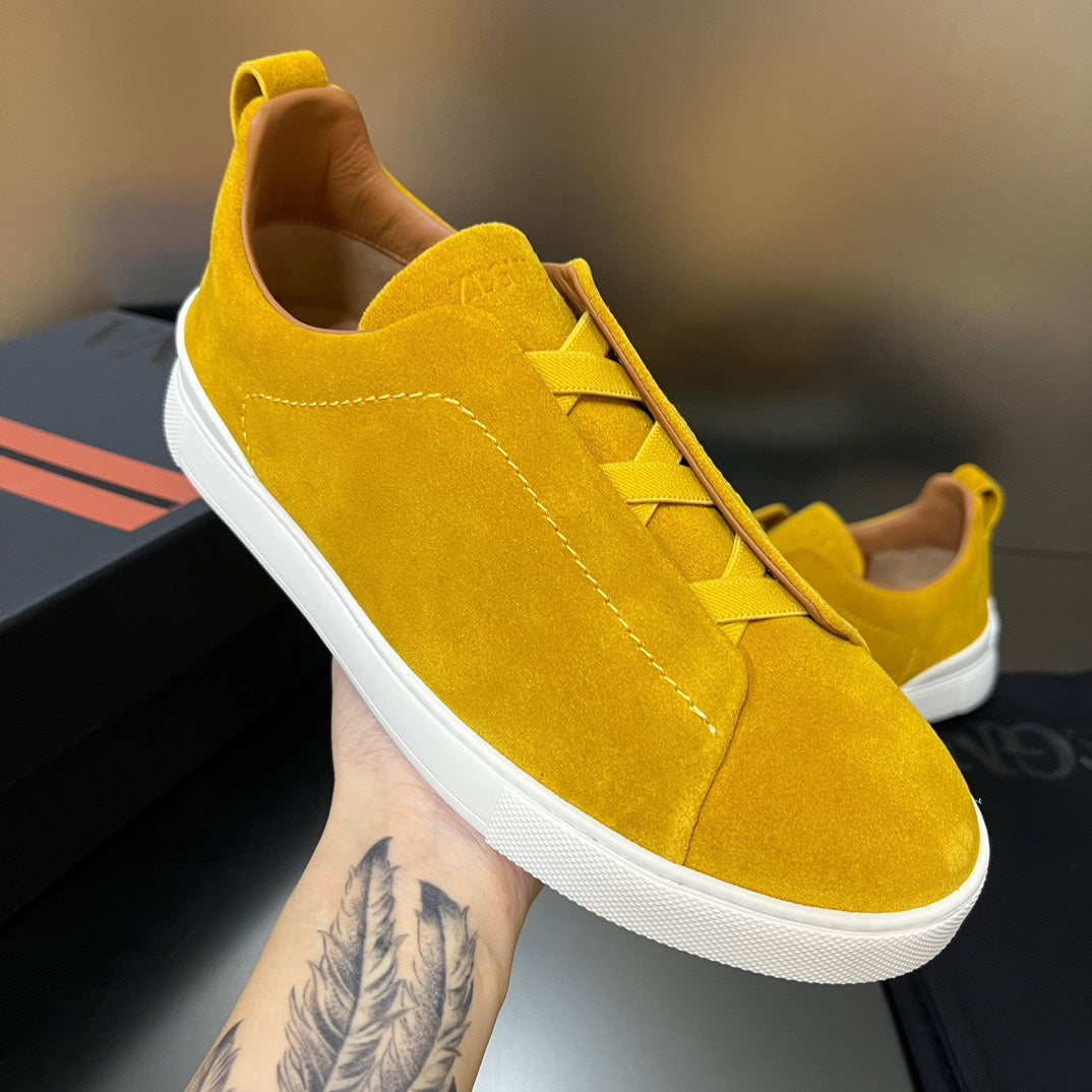 ZEGNA Suede Triple Stitch Sneakers