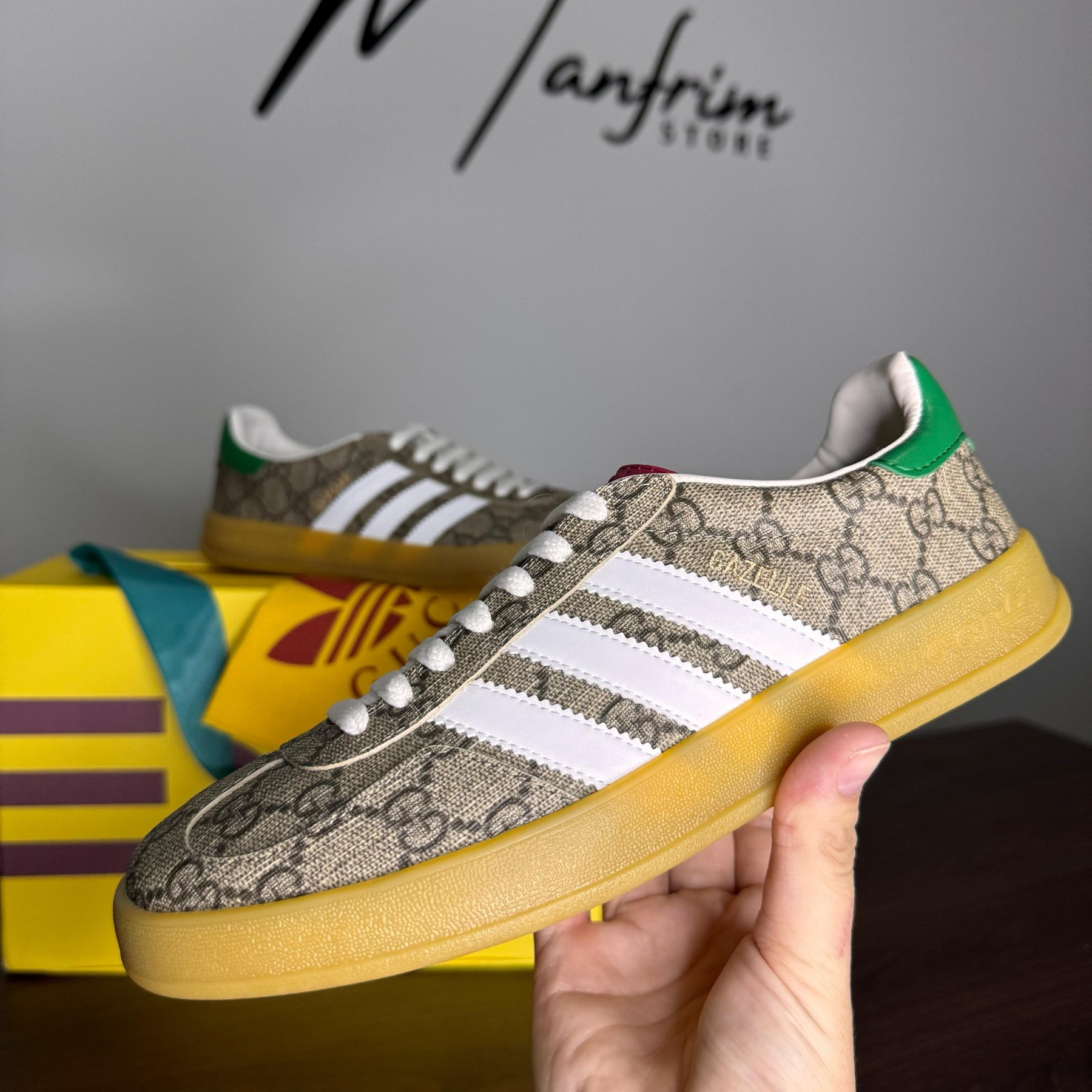 Adidas x Gucci Gazelle Green GG Supreme Canvas
