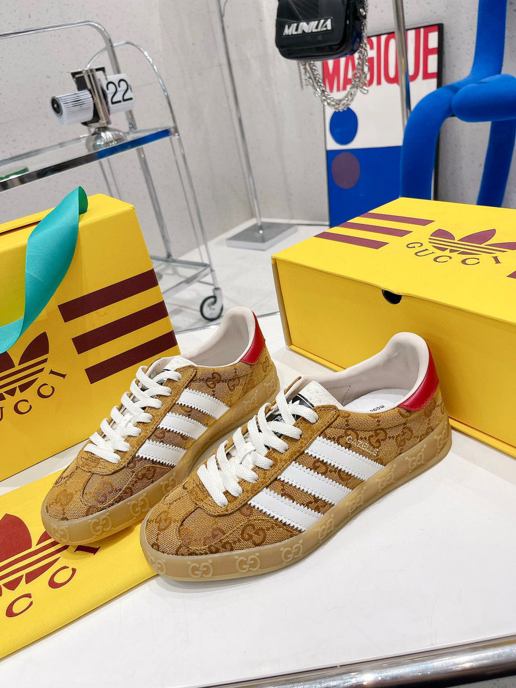 Adidas x Gucci Gazelle GG Beige Brown