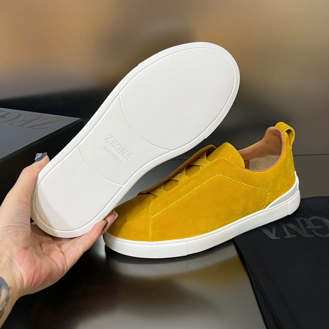 ZEGNA Suede Triple Stitch Sneakers