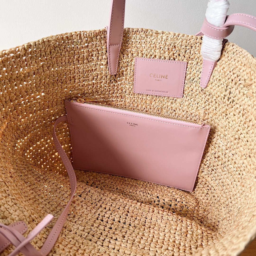 Bolsa CELINE Medium supple panier in raffia and calfskin