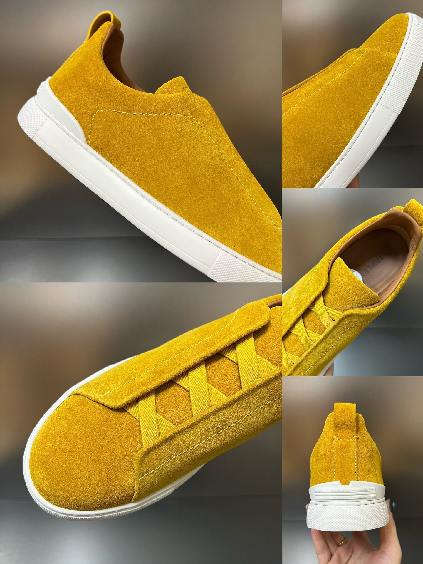ZEGNA Suede Triple Stitch Sneakers