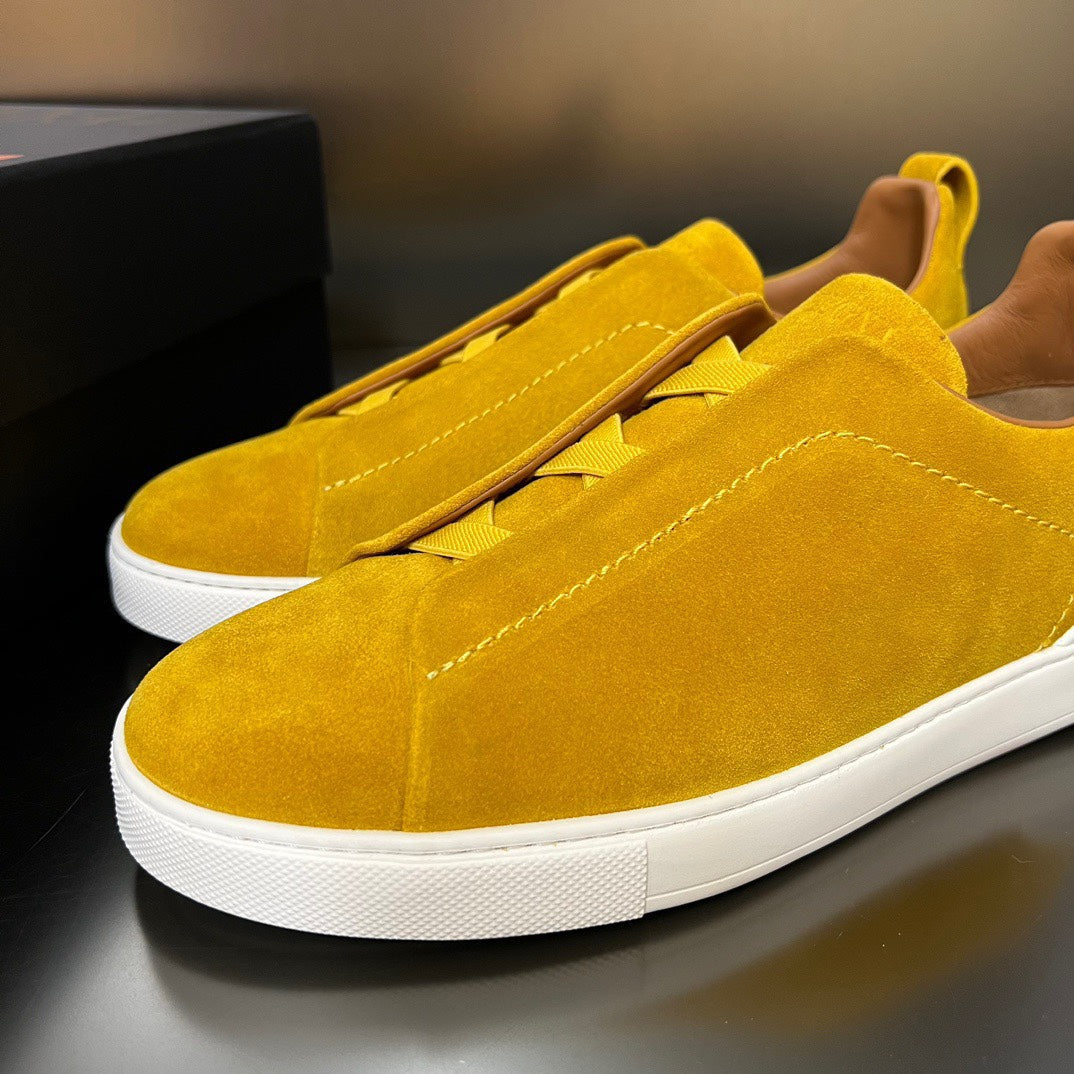 ZEGNA Suede Triple Stitch Sneakers