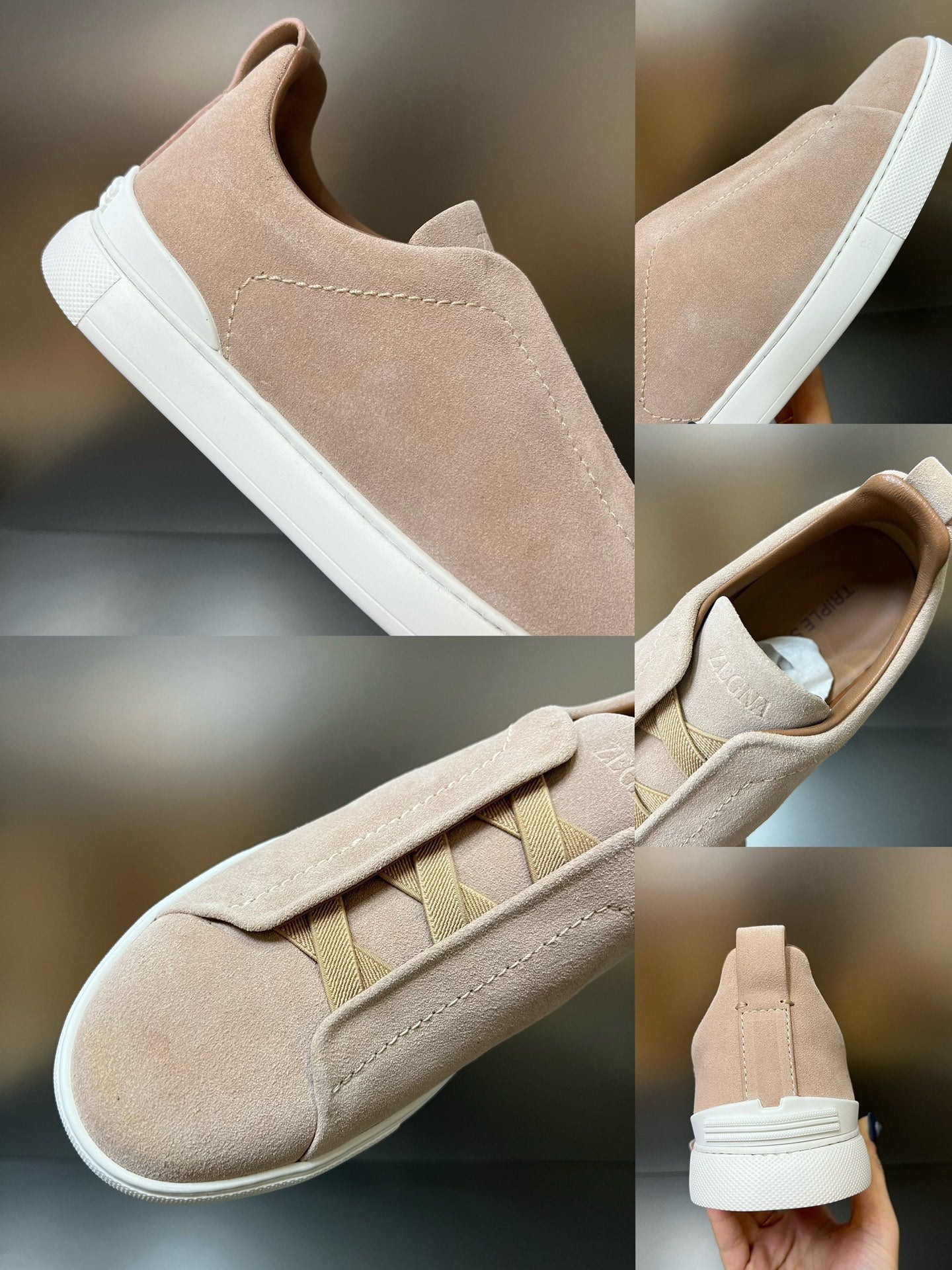 ZEGNA Suede Triple Stitch Sneakers