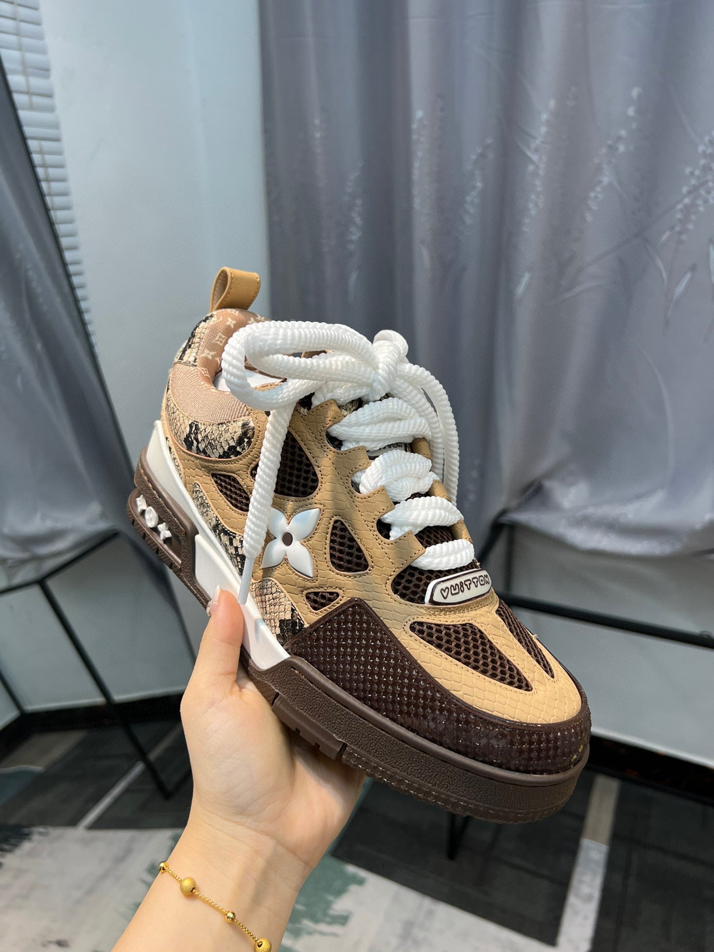 Louis Vuitton Skate Sneaker Brown Snakeskin