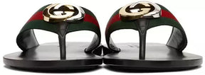 GUCCI Red &amp; Green Kika Thong Sandals