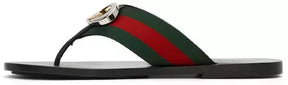 GUCCI Red &amp; Green Kika Thong Sandals