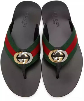 GUCCI Red &amp; Green Kika Thong Sandals
