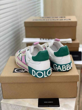 Dolce &amp; Gabbana White Pink Green Custom 2.Zero Sneakers