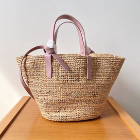 Bolsa CELINE Medium supple panier in raffia and calfskin