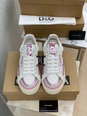 Dolce &amp; Gabbana White &amp; Pink Custom 2Zero Sneakers