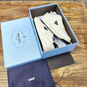 Prada Downtown Low Top Sneakers Leather White White Black