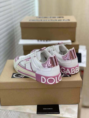 Dolce &amp; Gabbana White &amp; Pink Custom 2Zero Sneakers