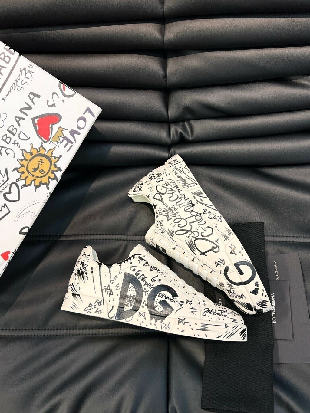 Dolce &amp; Gabbana Portofino Graffiti Print Leather