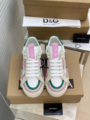 Dolce &amp; Gabbana White Pink Green Custom 2.Zero Sneakers