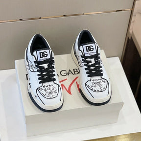 DOLCE &amp; GABBANA White New Roma Graffiti Print Leathe