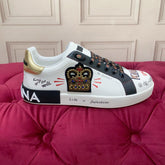 Dolce &amp; Gabbana Portofino Graffiti-Print Sneakers In Black