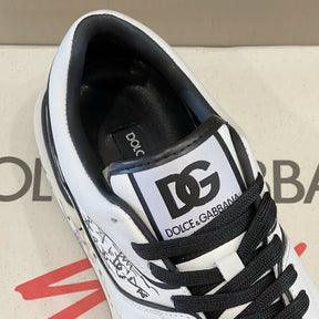 DOLCE &amp; GABBANA White New Roma Graffiti Print Leathe