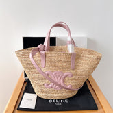 Bolsa CELINE Medium supple panier in raffia and calfskin
