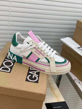 Dolce &amp; Gabbana White Pink Green Custom 2.Zero Sneakers
