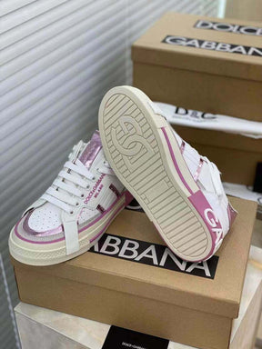 Dolce &amp; Gabbana White &amp; Pink Custom 2Zero Sneakers