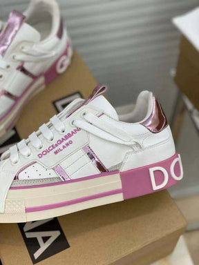 Dolce &amp; Gabbana White &amp; Pink Custom 2Zero Sneakers