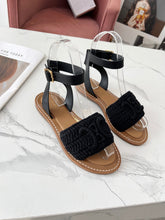 CELINE LYMPIA SANDAL in TRIOMPHE MACCRAMÉ COTTON &amp; CALFSKIN