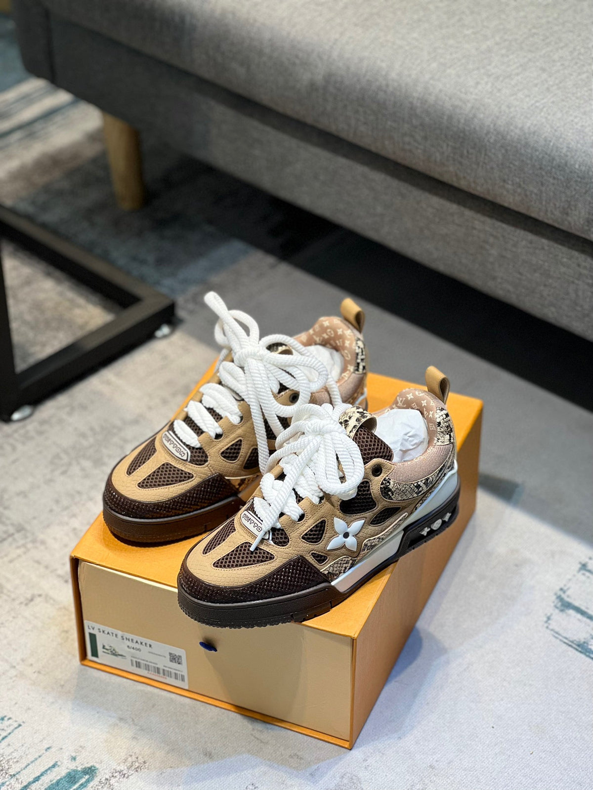 Louis Vuitton Skate Sneaker Brown Snakeskin