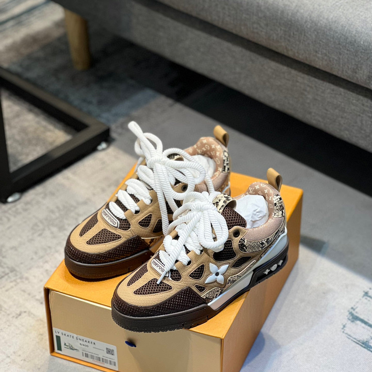 Louis Vuitton Skate Sneaker Brown Snakeskin