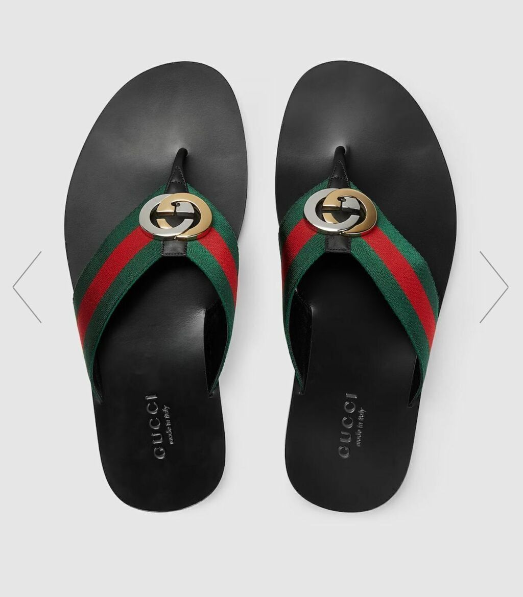 GUCCI Red &amp; Green Kika Thong Sandals
