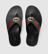 GUCCI Red &amp; Green Kika Thong Sandals