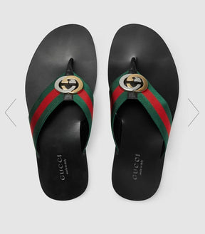 GUCCI Red &amp; Green Kika Thong Sandals