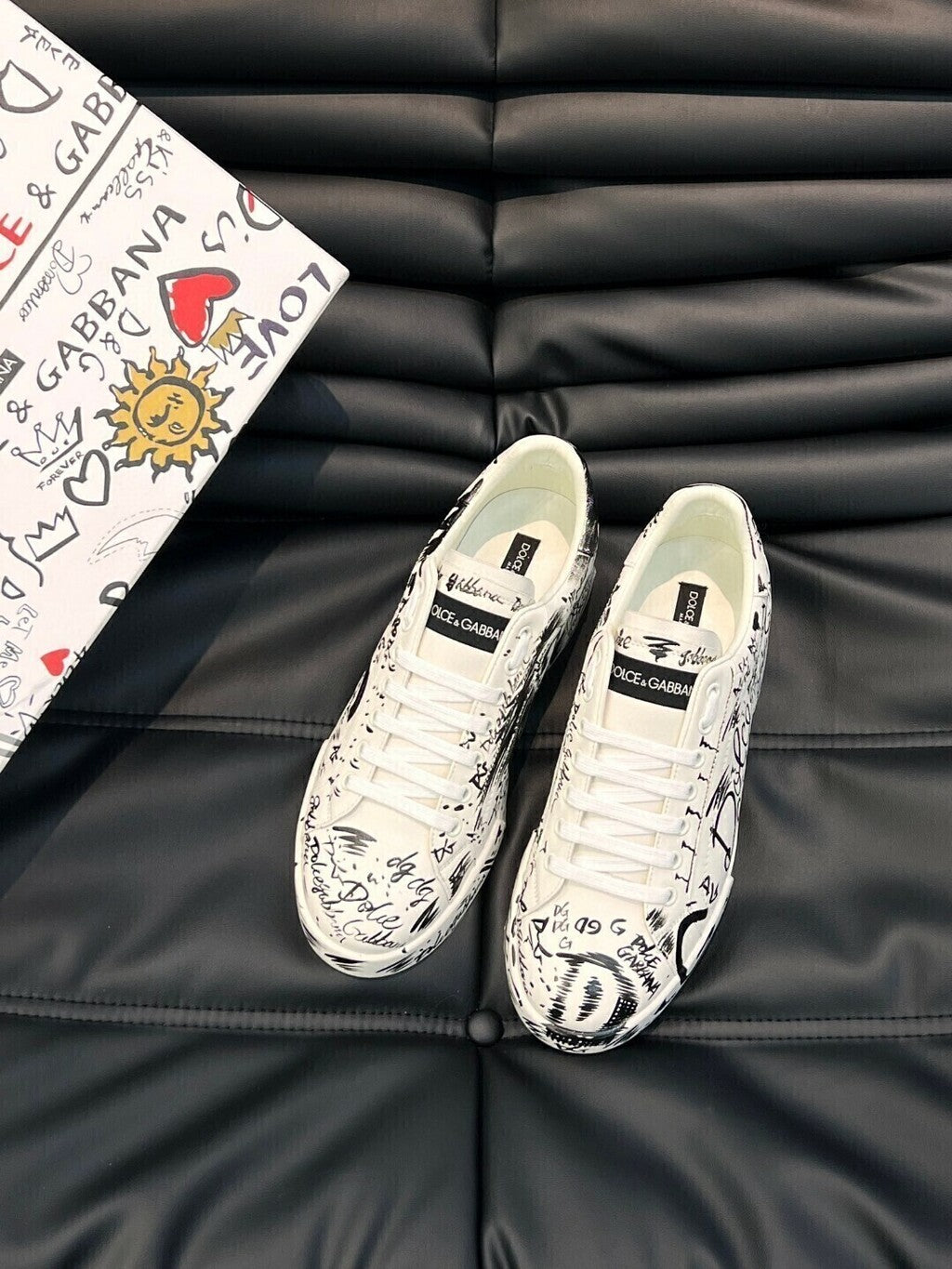 Dolce &amp; Gabbana Portofino Graffiti Print Leather