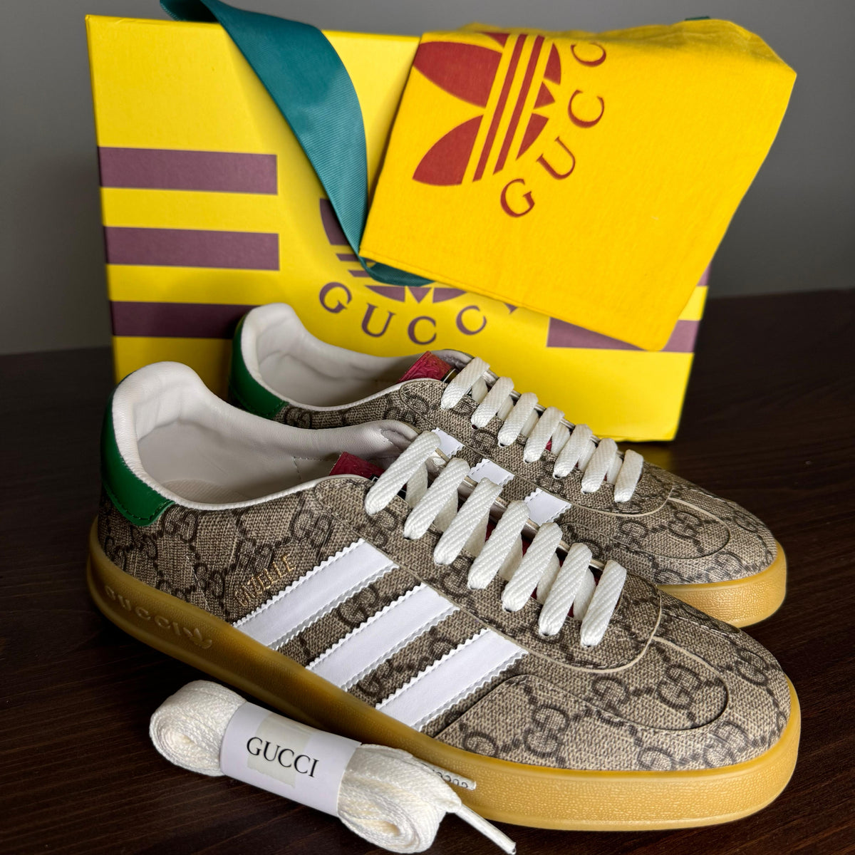 Adidas x Gucci Gazelle Green GG Supreme Canvas 715222 FAAR3 9751